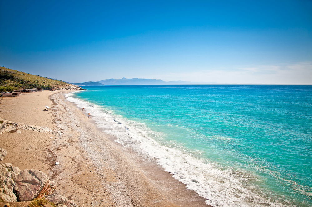 Beautiful sandy beach Lukova (Lukove), Shpelle, Albani