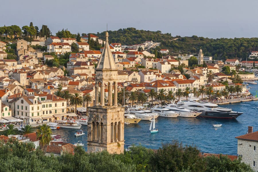 Beautiful view of the town of Hvar on the island of Hvar in Croatia circa September 2016 in Hvar.