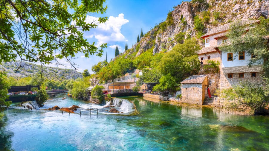 Buna River spring in the town of Blagaj near Blagaj Tekija house